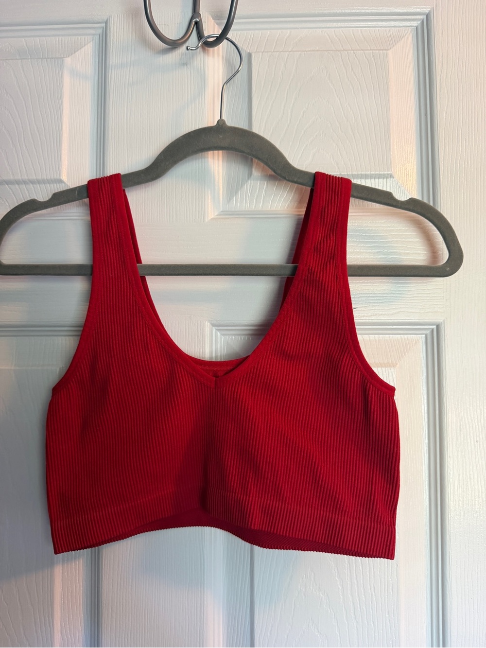 Colsie Ribbed Scoop Bralette - Red